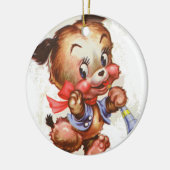  kleine jongen puppy met hoorn keramisch ornament (Links)