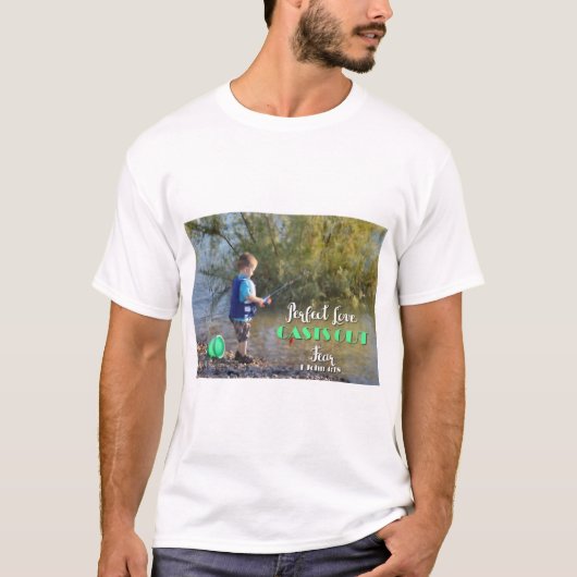 Kleine jongen Vist angst Shirt uit (Voorkant)