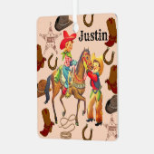 Kleine jongens Cowboy Wish List kerst Metalen Ornament (Voorkant links)