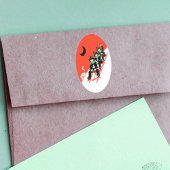  kleine jongens die sneeuwpoppen ovale sticker