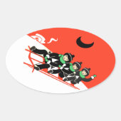 kleine jongens die sneeuwpoppen ovale sticker (Voorkant)