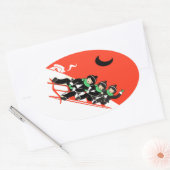 kleine jongens die sneeuwpoppen ovale sticker (Envelop)