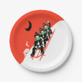  kleine jongens die sneeuwpoppen papieren bordje (Voorkant)