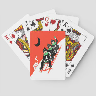 kleine jongens die sneeuwpoppen pokerkaarten