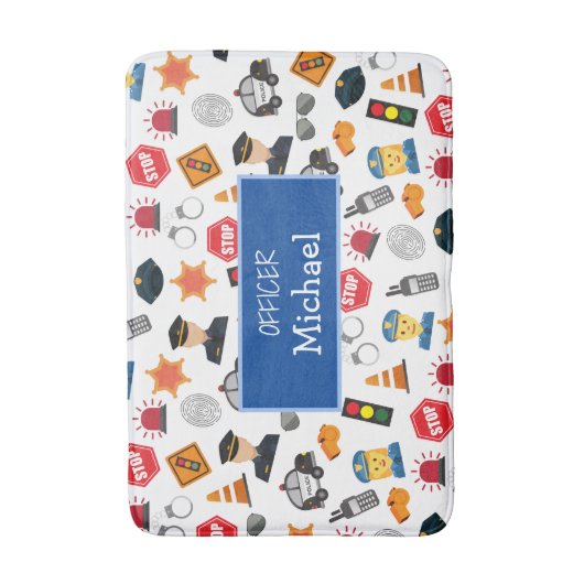 Kleine jongens Politieagent Pattern Kinder Bathroo Badmat (Voorkant Verticaal)
