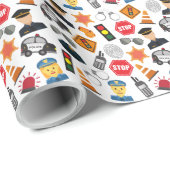 Kleine jongens Politieagent Pattern Kinder Cadeaupapier (Rol Hoek)