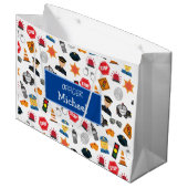 Kleine jongens Politieagent Pattern Kinder Groot Cadeauzakje (Voorkant Gekanteld)