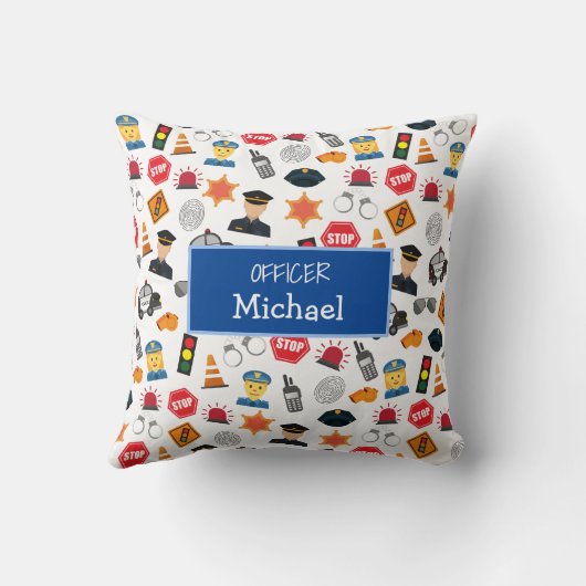 Kleine jongens Politieagent Pattern Kinder Kussen (Achterkant)