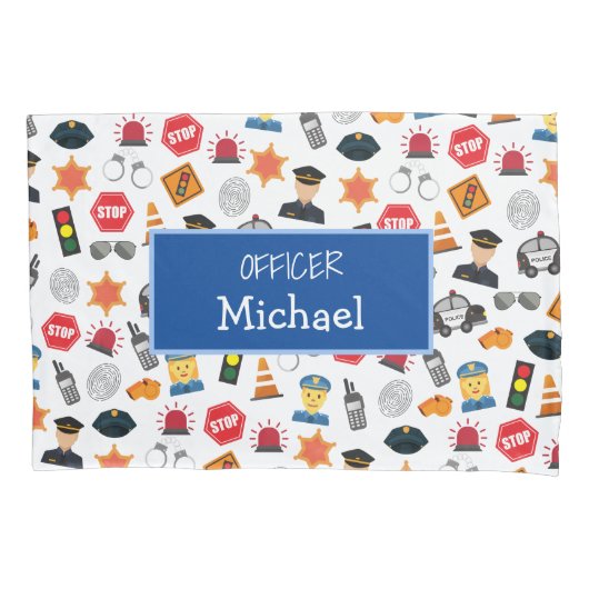 Kleine jongens Politieagent Pattern Kinder Kussensloop (Voorkant)