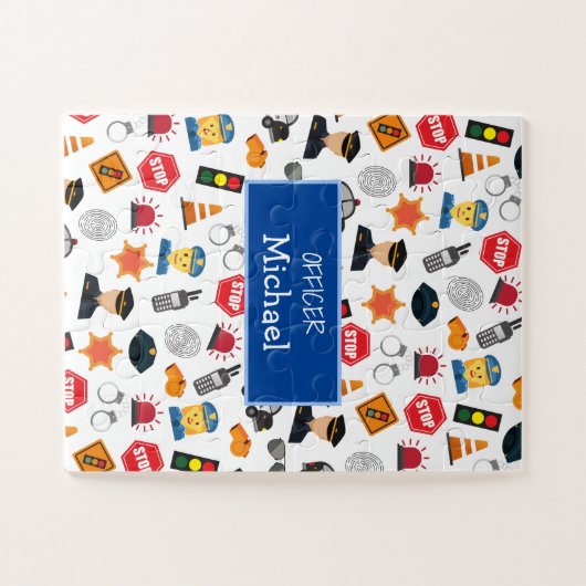 Kleine jongens Politieagent Pattern Kinder Legpuzzel (Horizontaal)