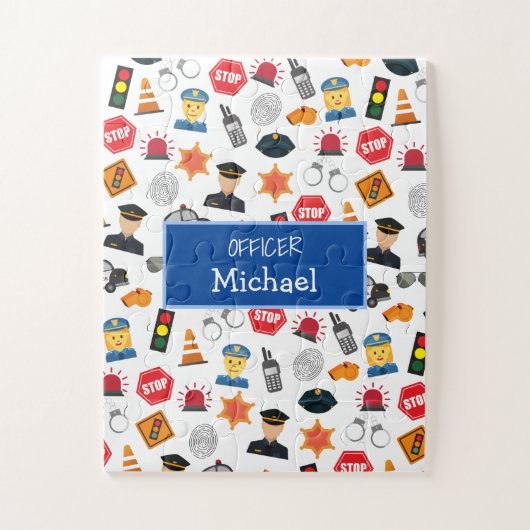 Kleine jongens Politieagent Pattern Kinder Legpuzzel (Verticaal)