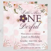 kleine juffrouw 1e verjaardag uitnodiging (Voorkant / Achterkant)