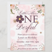 kleine juffrouw 1e verjaardag uitnodiging (Voorkant)