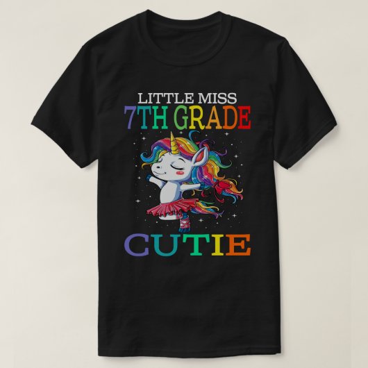 Kleine juffrouw 7th GRADE Cutie Terug naar schoolm T-shirt (Design voorkant)