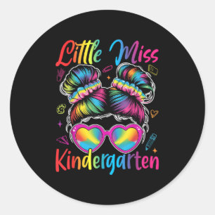 Kleine juffrouw Kindergarten Messy terug naar scho Ronde Sticker