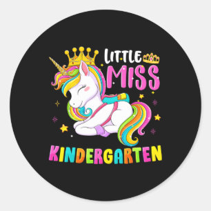 Kleine juffrouw Kindergarten Terug naar school Hal Ronde Sticker
