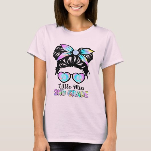 Kleine juffrouw meisje met tweede klas terug naar  t-shirt (Voorkant)