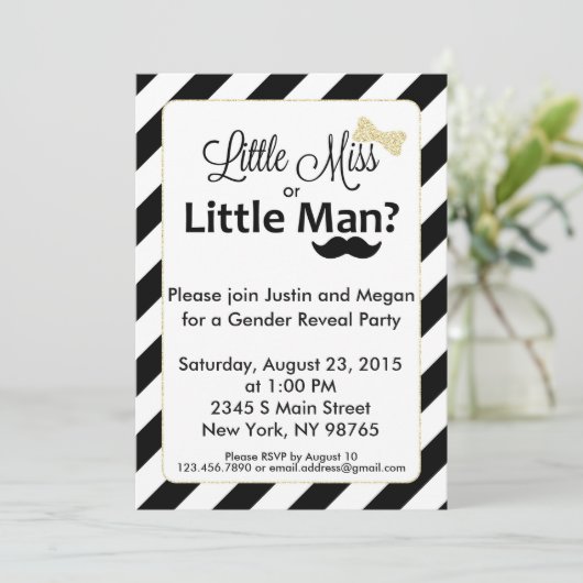 Kleine juffrouw of kleine Man Genderuitnodiging on Kaart (Staand voorkant)