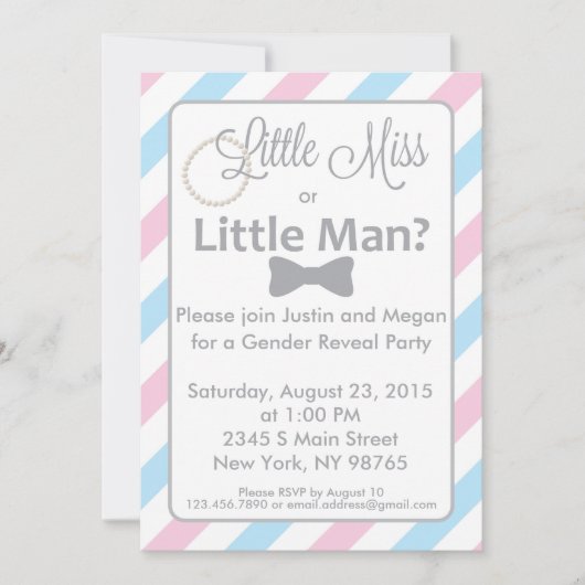 Kleine juffrouw of kleine Man Genderuitnodiging on Kaart (Voorkant)