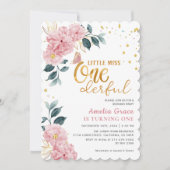 Kleine juffrouw prachtig roze meisje 1e verjaardag kaart (Voorkant)