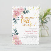 Kleine juffrouw prachtig roze meisje 1e verjaardag kaart (Staand voorkant)