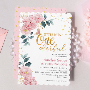 Kleine juffrouw prachtig roze meisje 1e verjaardag kaart