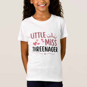 kleine juffrouw threenager 3de verjaardag 3 jaar o t-shirt