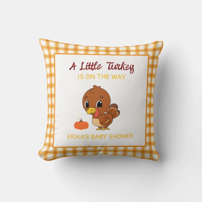 Kleine kalkoen baby shower herfst thanksgiving cad kussen (Voorkant)