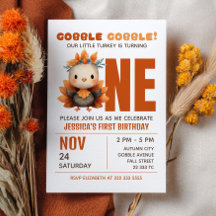 Kleine Kalkoen Gobl Thanksgiving 1e Verjaardag