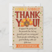 Kleine kalkoen herfst Thanksgiving 1e verjaardag Bedankkaart (Voorkant)