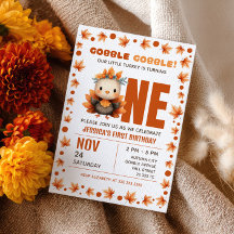 Kleine kalkoen herfst Thanksgiving 1e verjaardag