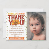 Kleine kalkoen herfst thanksgiving 1e verjaardagsf bedankkaart (Voorkant)