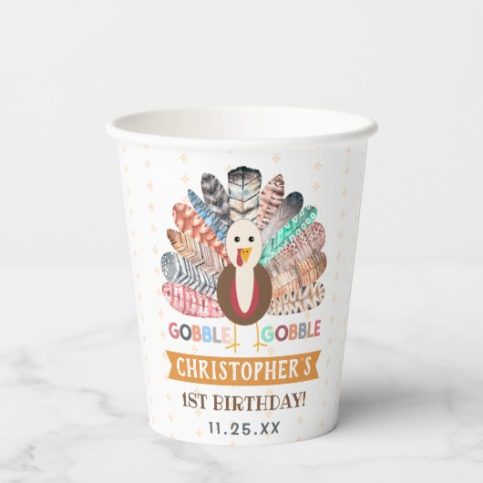 kleine kalkoen Thanksgiving elke leeftijd verjaard Papieren Bekers (Achterkant)