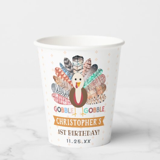 kleine kalkoen Thanksgiving elke leeftijd verjaard Papieren Bekers (Voorkant)