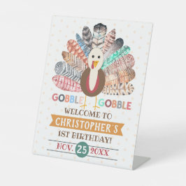 kleine kalkoen Thanksgiving elke leeftijd verjaard Reclamebord Met Voetstuk