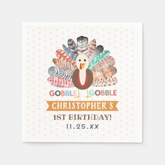 kleine kalkoen Thanksgiving elke leeftijd verjaard Servet (Voorkant)