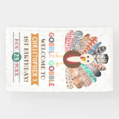 kleine kalkoen Thanksgiving elke leeftijd verjaard Spandoek (Horizontaal)