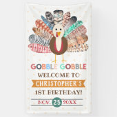 kleine kalkoen Thanksgiving elke leeftijd verjaard Spandoek (Verticaal)