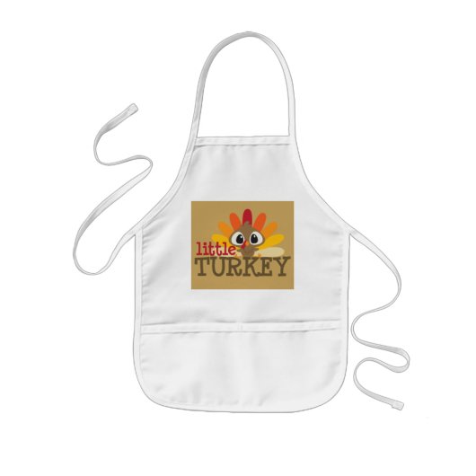 Kleine kalkoenen kinder unisex Thanksgiving apron Kinder Schort (Voorkant)