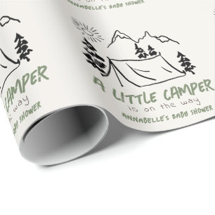 Kleine Kampeerder Handgetekende Tent Jongen Baby B Cadeaupapier