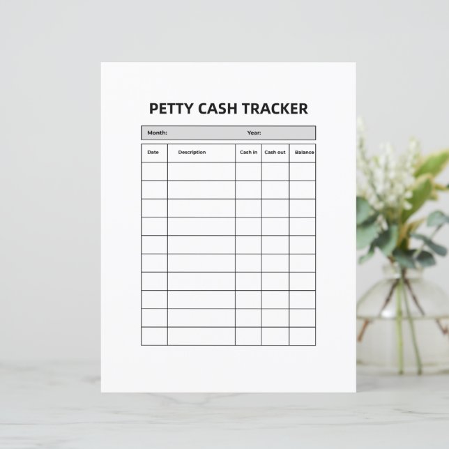 Kleine Kas Tracker Logboek | Printbare Uitgavenreg (Staand voorkant)