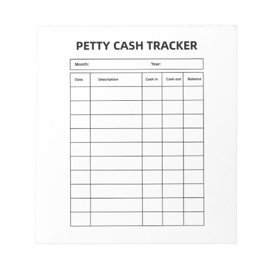 Kleine Kas Tracker Notitieblok (Voorkant)