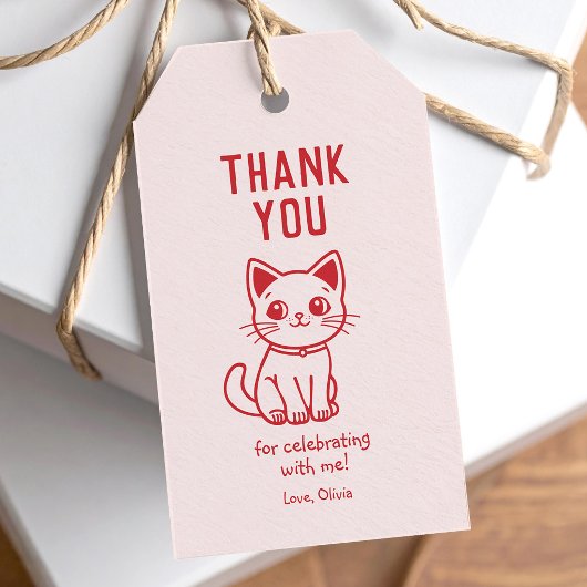 Kleine kat bedankt (WIJZIG ALLE KLEUREN) Cadeaulabel