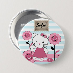 Kleine Kat Grote Canvas tas Ronde Button 7,6 Cm