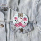 Kleine Kat Grote Canvas tas Ronde Button 7,6 Cm (In situ)