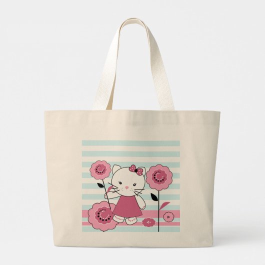 Kleine Kat Grote Tote Bag (Achterkant)