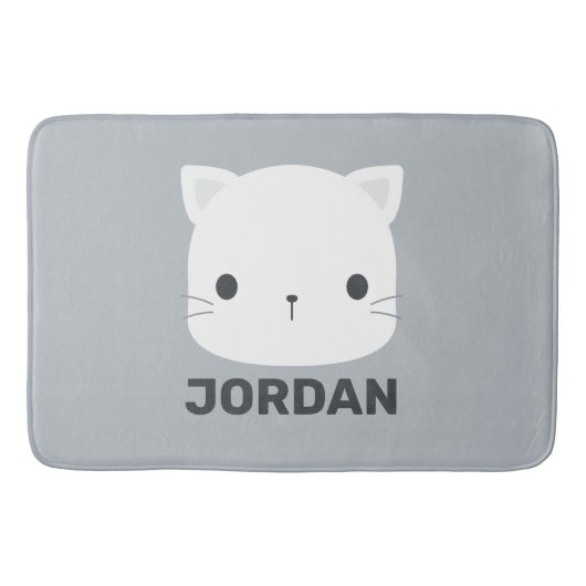 Kleine kat met persoonlijke naam bevestigen badmat (Voorkant)