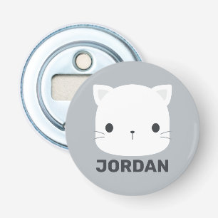 Kleine kat met persoonlijke naam bevestigen button flesopener