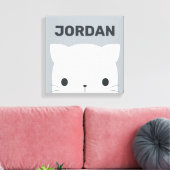 Kleine kat met persoonlijke naam bevestigen canvas afdruk (Insitu (Woonkamer))