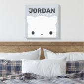 Kleine kat met persoonlijke naam bevestigen canvas afdruk (Insitu (Slaapkamer))